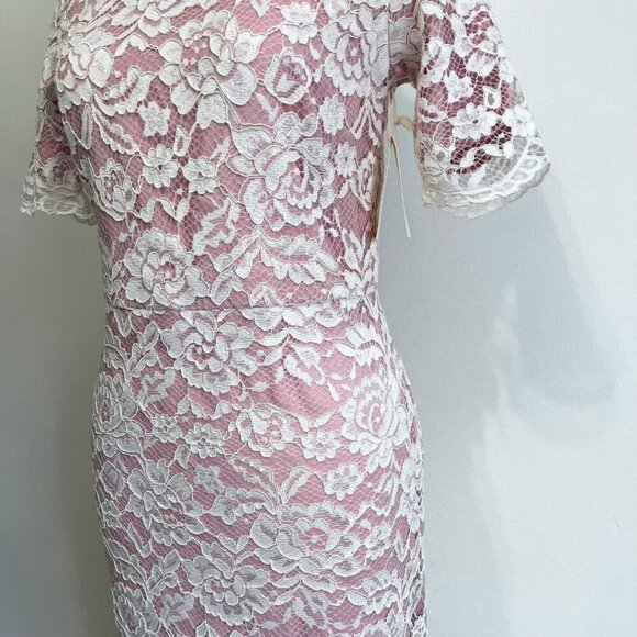 NWT RACHEL PARCELL WHITE LACE SHORT SLEEVE SHEATH MIDI COCKTAIL DRESS - S - Picture 6 of 14